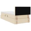 vidaXL Krevet s prostorom za pohranu s LED-om Krema 90 x 190 cm