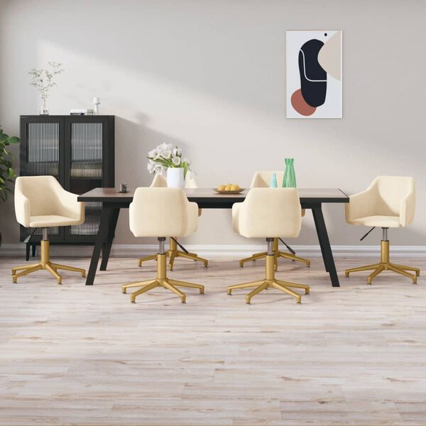 vidaXL Okretne blagovaonske stolice 6 kom krem bar&scaron;unaste