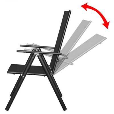 vidaXL Vrtne sklopive stolice 9 kom od aluminija crne