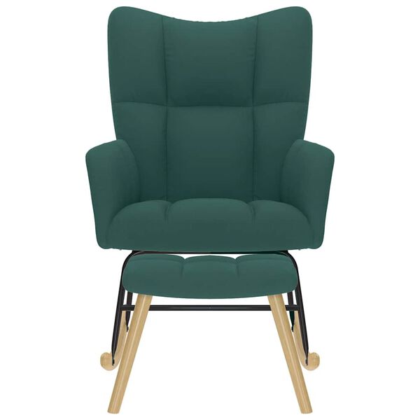 vidaXL Stolica za ljuljanje s osloncem za noge od tkanine tamnozeleno