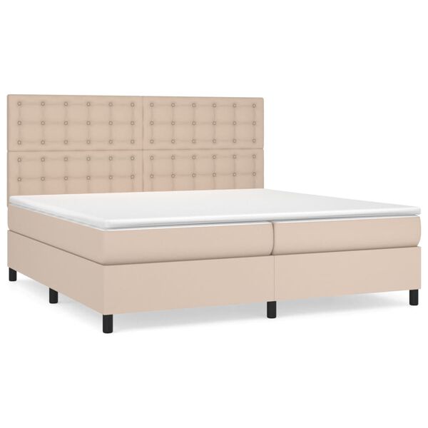 vidaXL Krevet box spring s madracem cappuccino 200x200cm umjetna koža