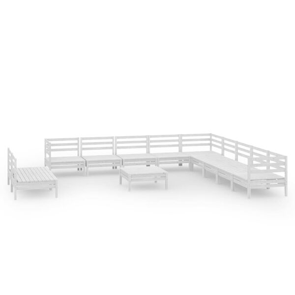 vidaXL 12-dijelna vrtna garnitura od masivne borovine bijela