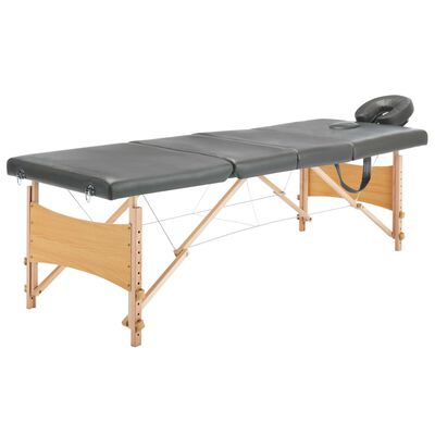 vidaXL Stol za masažu s 4 zone i drvenim okvirom antracit 186 x 68 cm