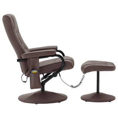 vidaXL Masažna fotelja s osloncem za noge od umjetne kože smeđa