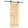 vidaXL Klizna vrata Prirodna i crna 80 x 210 cm Čvrsta borovina