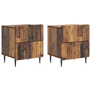 vidaXL Noćni ormar s ladicama 2 pcs Staro drvo 43 x 34,5 x 49,5 cm