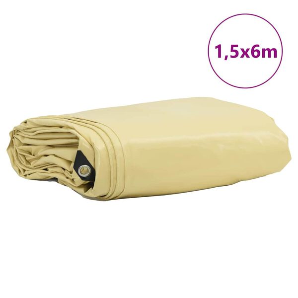vidaXL Cerada 650g / m&sup2; Bež 1,5 x 6 m Platno s PVC premazom