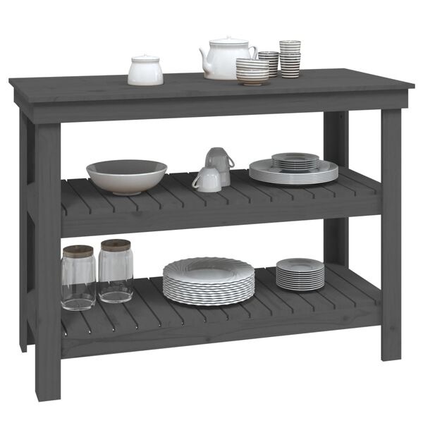 vidaXL Radni stol sivi 110,5 x 50 x 80 cm od masivne borovine