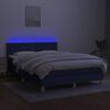 vidaXL Krevet box spring s madracem LED plavi 140x200 cm od tkanine