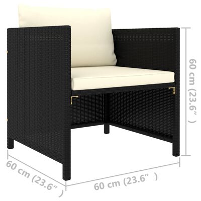 vidaXL Vrtna sofa od poliratana s jastucima crna