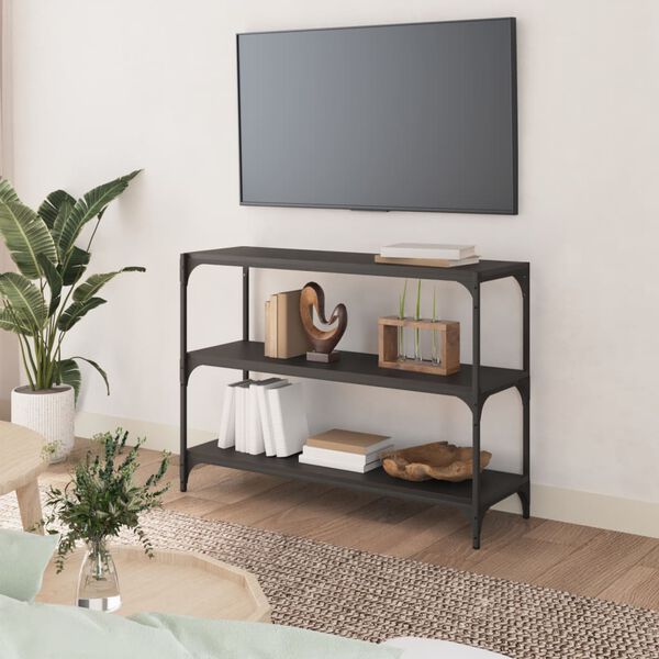 vidaXL Ormarić za knjige crni 100x33x70,5 cm konstruirano drvo i čelik