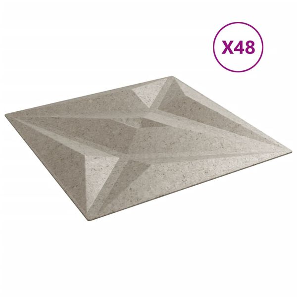 vidaXL Zidni paneli 48 kom betona 50 x 50 cm XPS 12 m&sup2; uzorak zvijezde