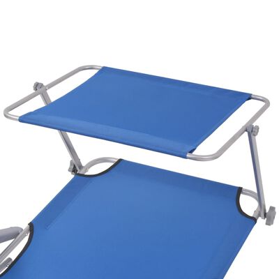 vidaXL Ležaljka za sunčanje s krovom čelična plava
