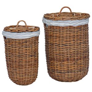 vidaXL Ko&scaron;arica za rublje 2 pcs Smeđa Kubu Ratan