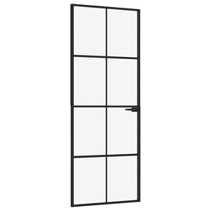 vidaXL Sobna vrata crna 76 x 201,5 cm kaljeno staklo i aluminij tanka