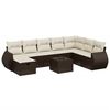 vidaXL 8-dijelni set vrtnih sofa s jastucima smeđi od poliratana