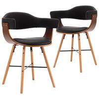 vidaXL Blagovaonske stolice od umjetne kože i drva 2 kom crne