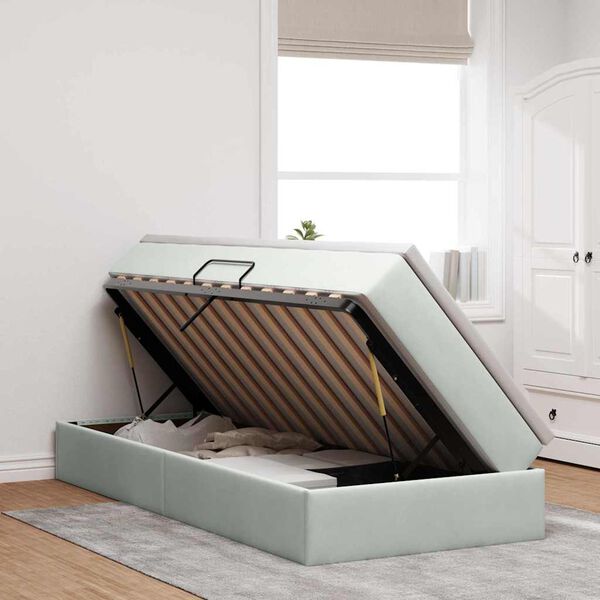 vidaXL Krevet s madracem i skladi&scaron;tem Svijetlo siva 90 x 190 cm Bar&scaron;un