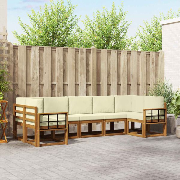 vidaXL Set vanjskih sofa s jastukom 7 pcs Prirodna i krem