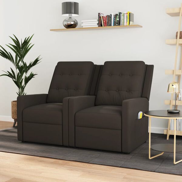 vidaXL Masažni dvosjed od tkanine smeđi