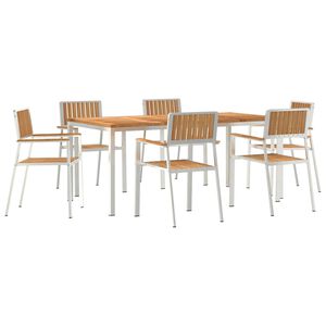 vidaXL Vanjski set za objedovanje 7 pcs Smeđa Čvrsto teak drvo