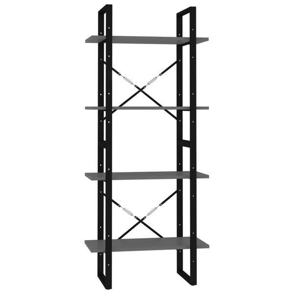 vidaXL Ormarić za knjige 4 razine sivi 60x30x140 cm konstruirano drvo