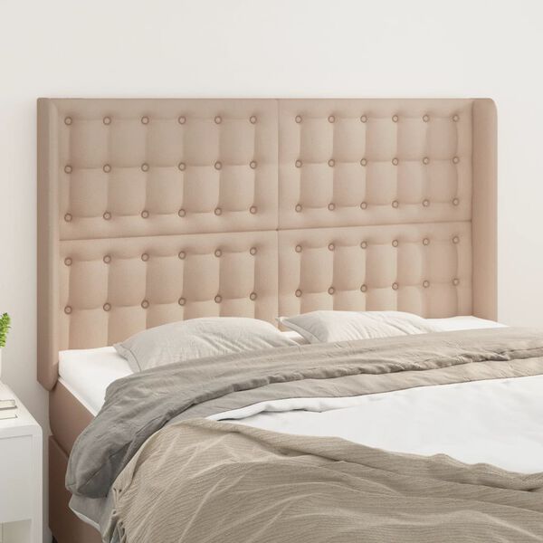 vidaXL Uzglavlje s ušima boja cappuccina 147x16x118/128cm umjetna koža