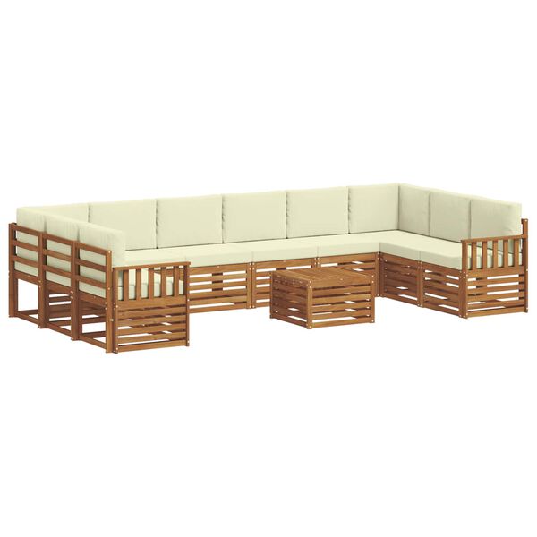vidaXL Setovi sofa 11 pcs Prirodna i krem Čvrsto drvo akacije