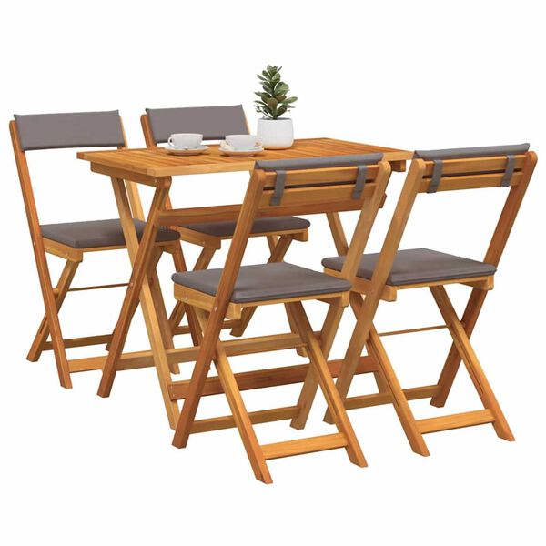 vidaXL Bistro set 5 pcs Smeđa Masivno bagremovo drvo