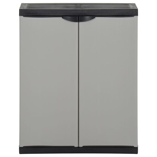 vidaXL Vrtni ormarić za otpad sivo-crni 68 x 40 x 85 cm PP