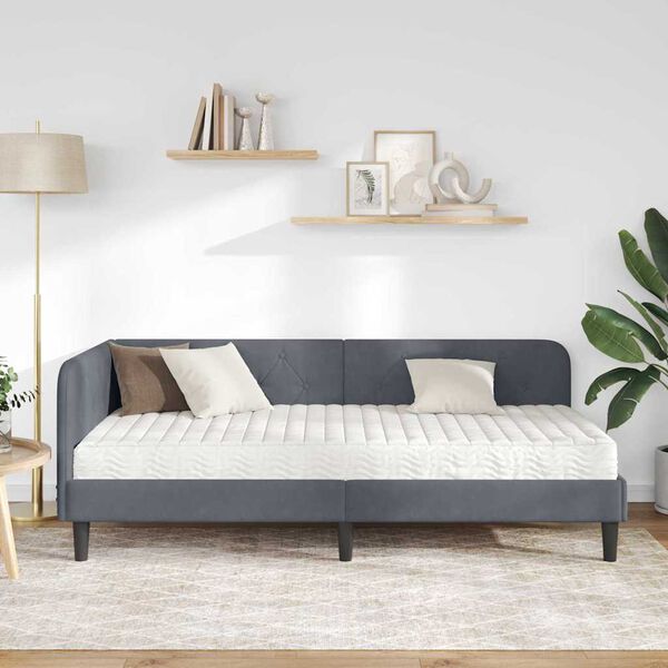 vidaXL Kutni okvir kreveta s madracem Tamno siva 90 x 190 cm Bar&scaron;un