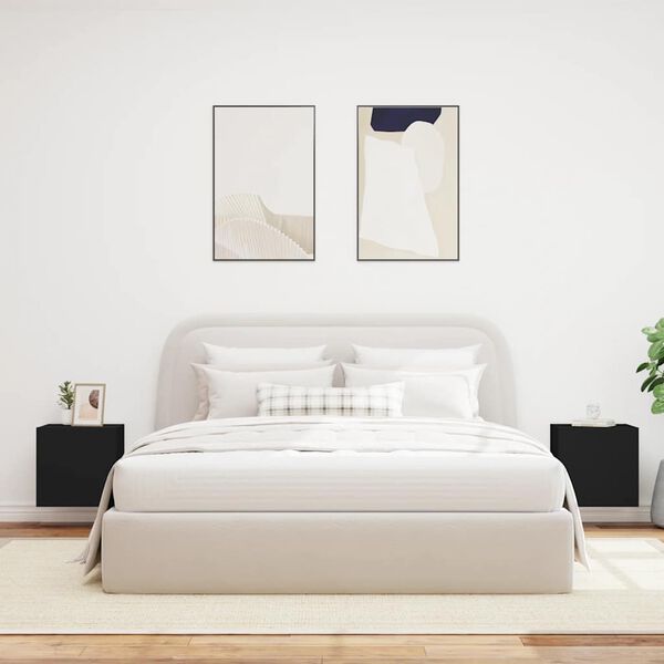 vidaXL Zidni TV ormarići s LED svjetlima 2 kom crni 40,5 x 35 x 40 cm