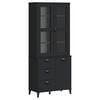 vidaXL Visoka komoda VIKEN crna 80 x 40 x 190 cm od masivne borovine
