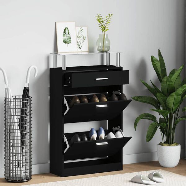 vidaXL Ormarić za cipele crni 63 x 24 x 104 cm od konstruiranog drva