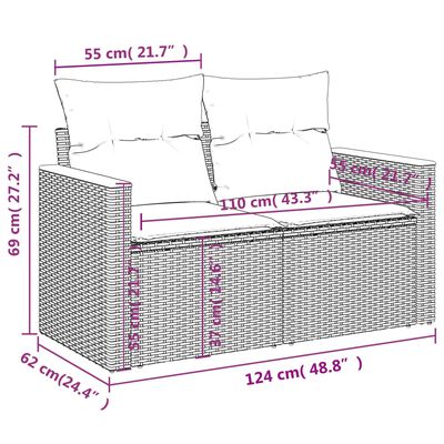 vidaXL 12-dijelni set vrtnih sofa s jastucima bež od poliratana