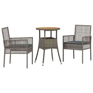 vidaXL Vrtni set za objed 3 pcs Siva poliratan