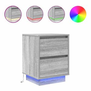 vidaXL Noćni ormarić s LED svjetlima siva boja hrasta 38x34x50 cm