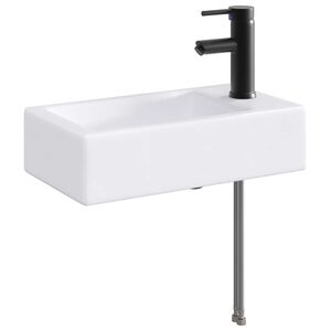 vidaXL Umivaonik s slavinom i odvodom Mat Crna 45,5 x 25,5 x 13 cm