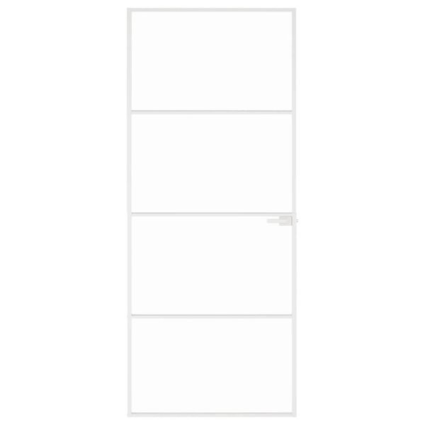 vidaXL Sobna vrata bijela 83x201,5 cm kaljeno staklo i aluminij tanka