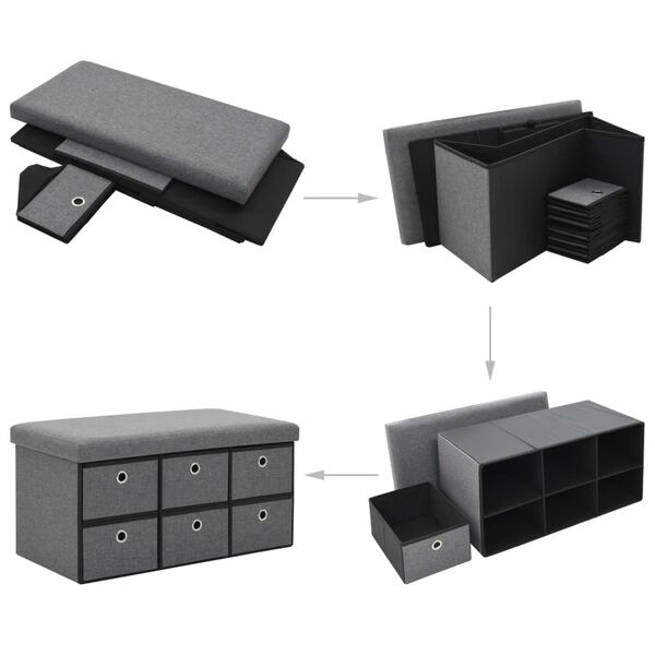 vidaXL Sklopiva klupa za odlaganje 76 x 38 x 38 cm tamno siva