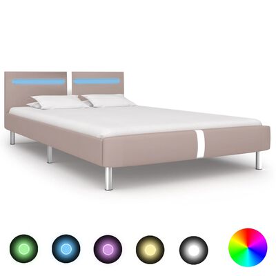 vidaXL Okvir za krevet od umjetne kože LED boja cappuccina 140x200 cm