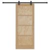 vidaXL Klizna vrata Prirodna i crna 83 x 202 cm Čvrsto borovo drvo