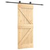 vidaXL Klizna vrata Prirodna i crna 70 x 210 cm Čvrsta borovina