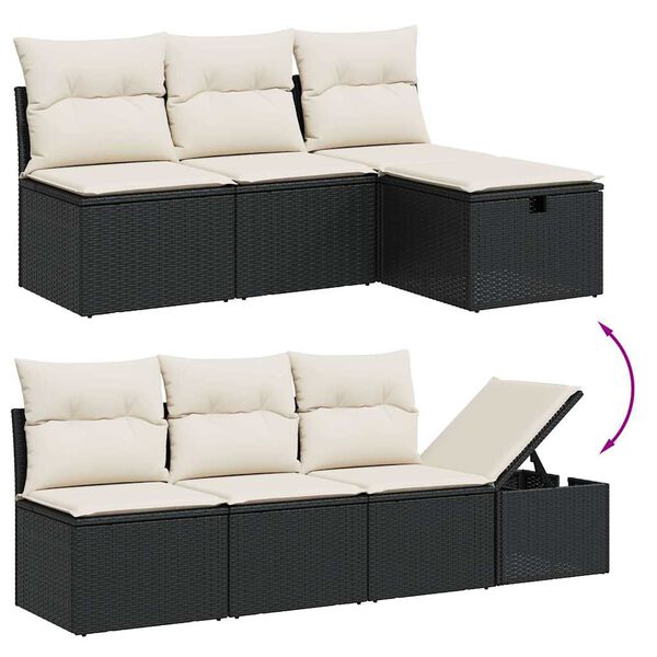 vidaXL 8-dijelni set vrtnih sofa od poliratana s jastucima crni