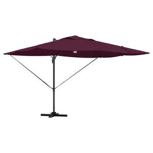 vidaXL Suncobran S LED lampica Bordeaux Crvena 351 x 250 x 253 cm