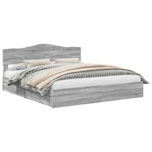 vidaXL Krevet s od storage Siva Sonoma 200 x 200 cm Konstruirano drvo
