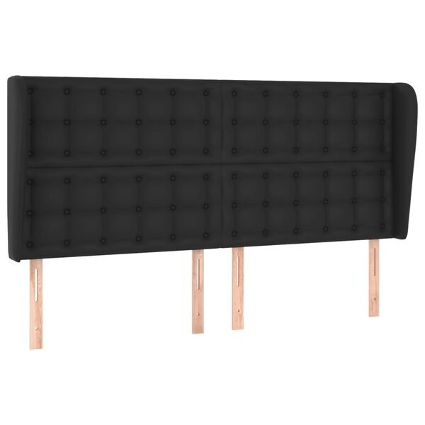 vidaXL Uzglavlje s u&scaron;ima crno 203x23x118/128 cm od umjetne kože