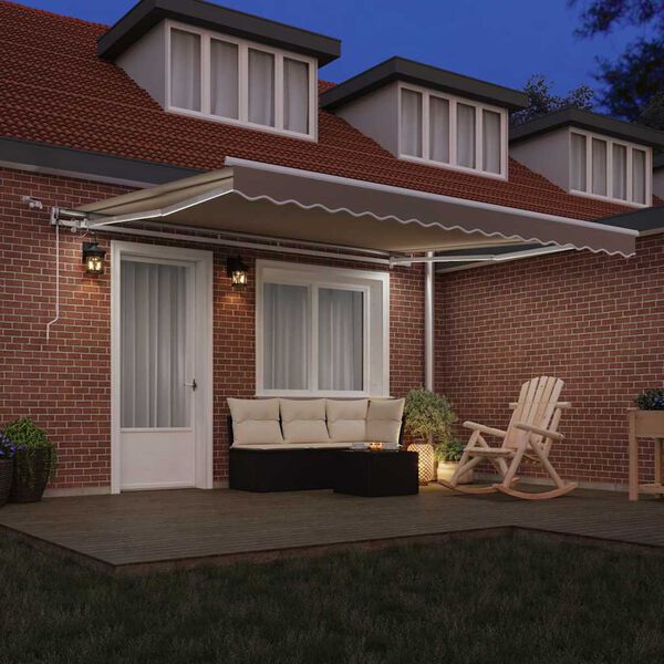 vidaXL Skrovita tenda S LED lampica Bež 400 &times; 300 cm Poliester i metal