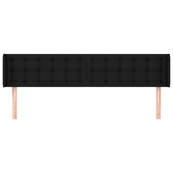 vidaXL Uzglavlje s u&scaron;ima crno 203x16x78/88 cm od tkanine