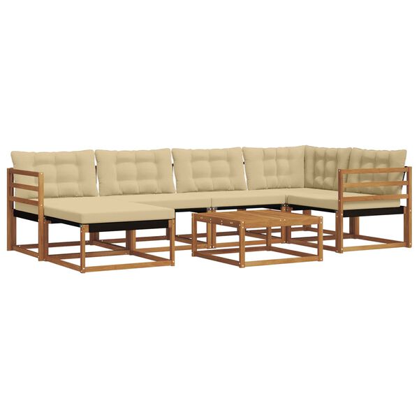 vidaXL Set vanjskih sofa 19 pcs Prirodna i bež Čvrsto drvo akacije